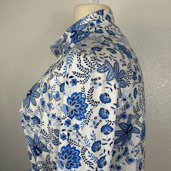 Stella Parker Top Women Size XXL Blue Floral 1/4 Zip Pullover Active UPF 50 Golf - Picture 5 of 11